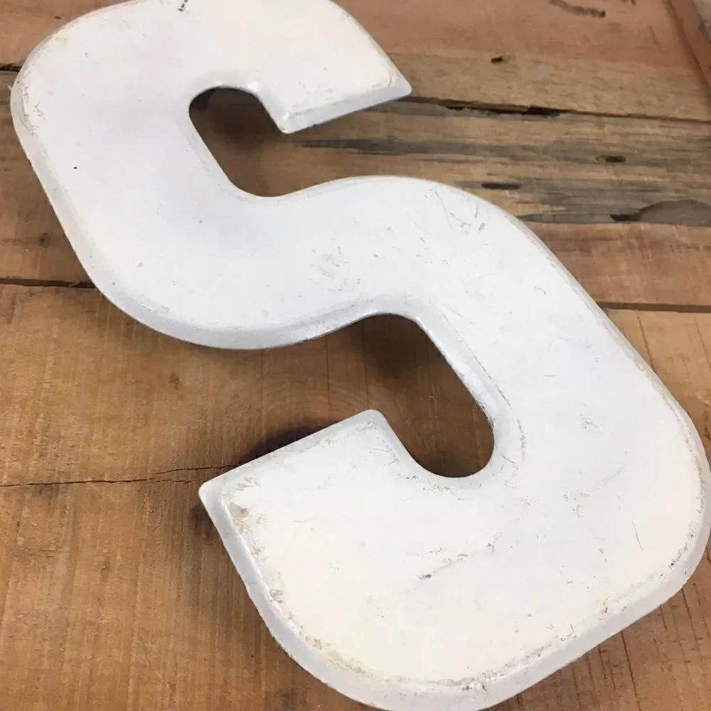 Antique Industrial Metal Marquee Letter “S” Accent Decor